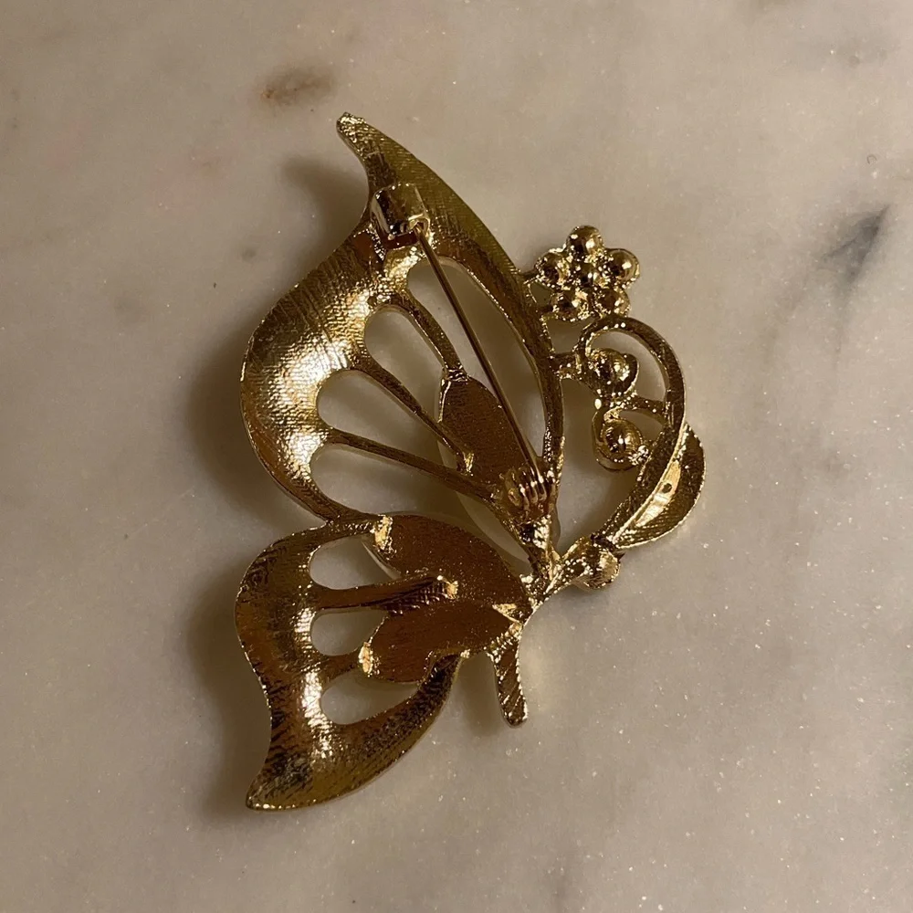 Gold Toned Butterfly Brooch
